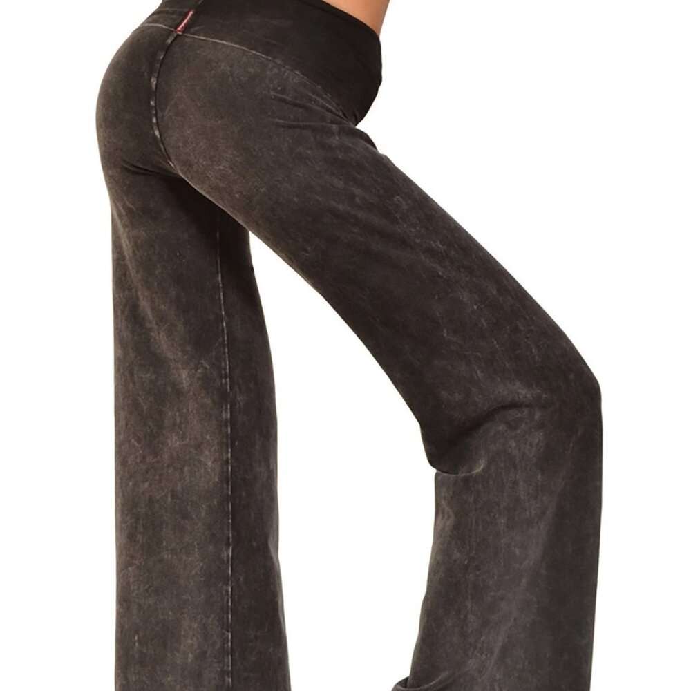 Hard Tail roll over boot Flare pants with embellish med